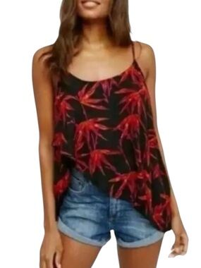 FREE PEOPLE INTIMATELY Floral Simone Tank Top in Black/Red Size XS